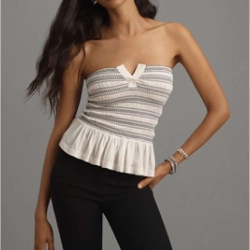 MAEVE SMOCKED SPLIT TUBE TOP